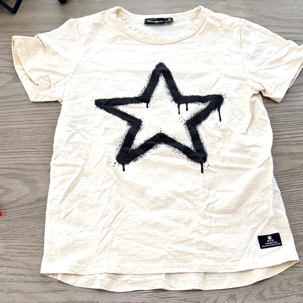 Kids (sz 10) Rock Your Baby - ROCK YOUR KID Star Tshirt - Ivory
